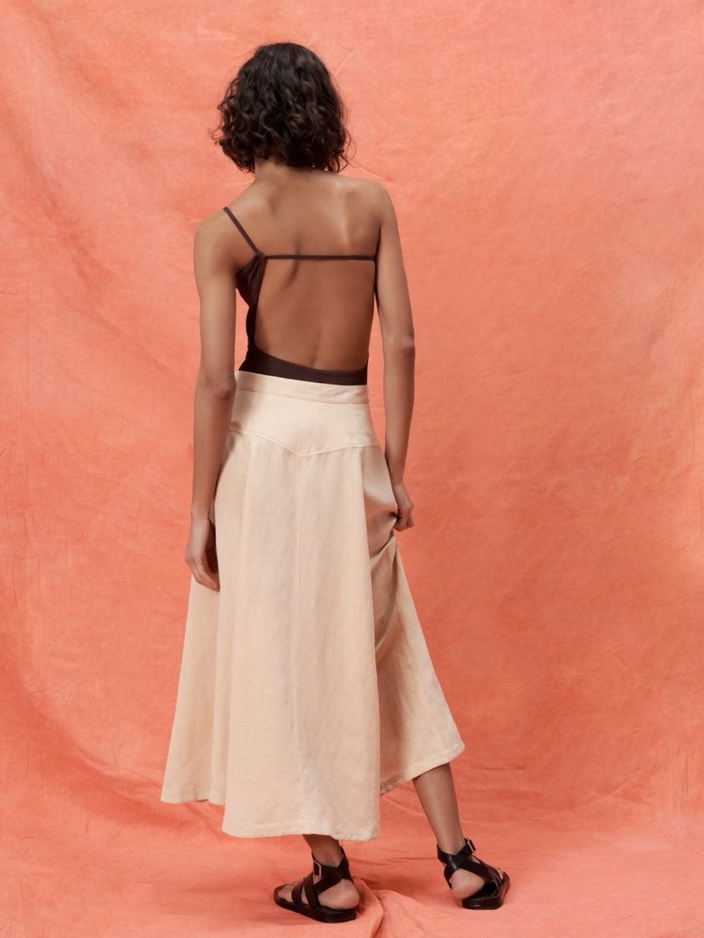 Zara LINEN BLEND MIDI SKIRT